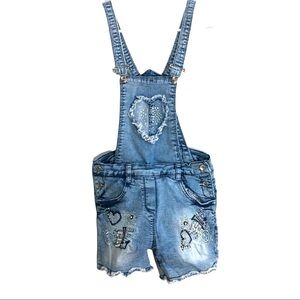Overall Denim Jumper Shorts Jeans Big Kids 10-11